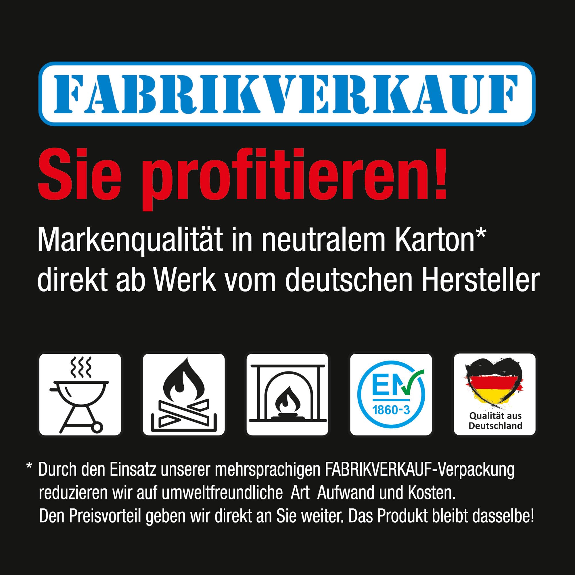 24 Anzündplatten, geschnitten in 48 Würfel (1152x Stück) Anzündwürfel Kaminanzünder Kohle-Anzünder BBQ-Grillanzünder Ofenanzünder - Made in Germany