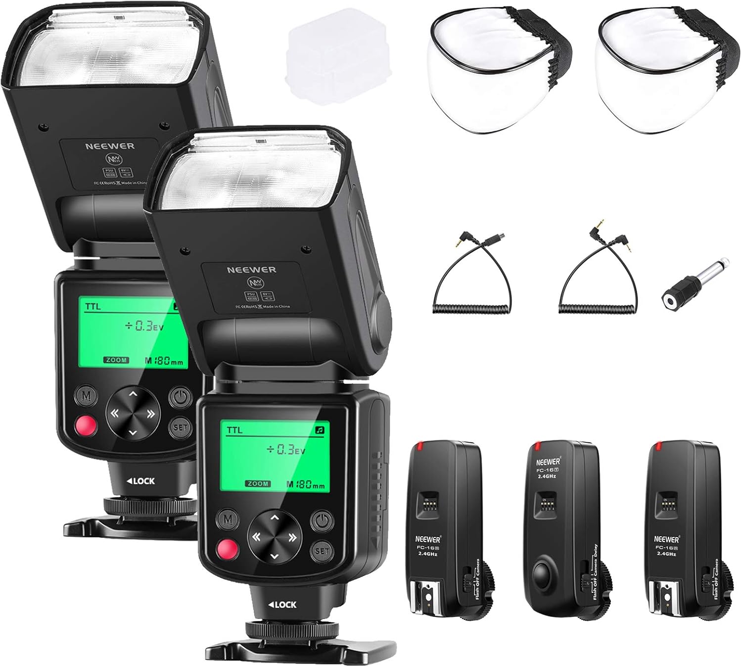 Neewer 2 Packs NW635 TTL GN58 Flash Speedlight Kit with 2.4G Trigger