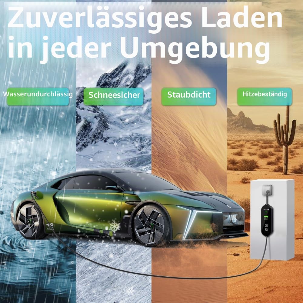 5m Typ 2 Ladekabel Schuko Stecker 3.68kW [1-phasig,8A～16A], EV Chargers mit Steuerbarer Digitalanzeige für PHEV/EV, EV Ladegerät Mobile wallbox ladekabel Auto typ 2 schuko tecker