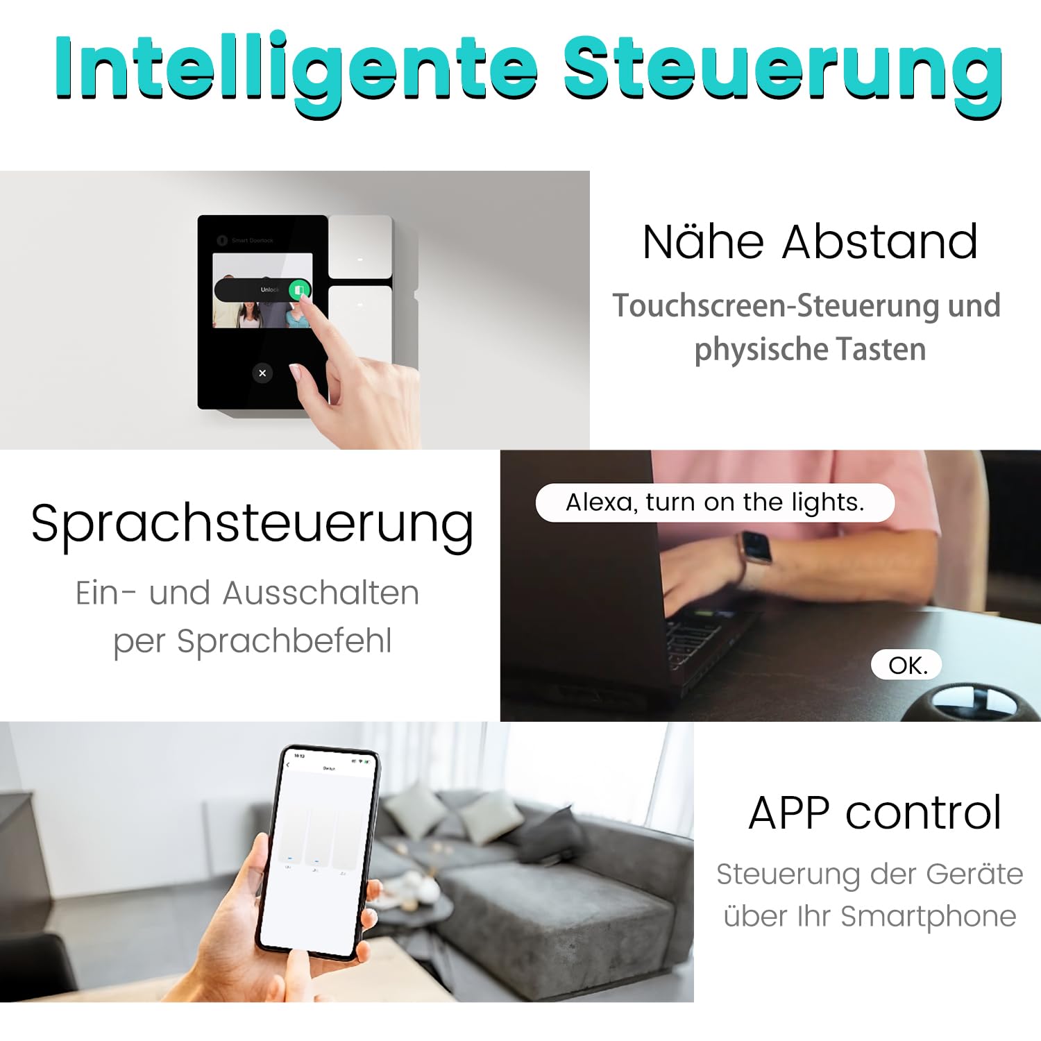 TONGOU Smart Home Bedienfeld, 3,5-Zoll, 2,4-GHz WLAN Connect, BLE Mesh Hub，Unterstützt Sigmesh,IR,Smart Life/Tuya-App, unterstützt Alexa, verfügt über drei physische Tasten, drei Relaiskanäle