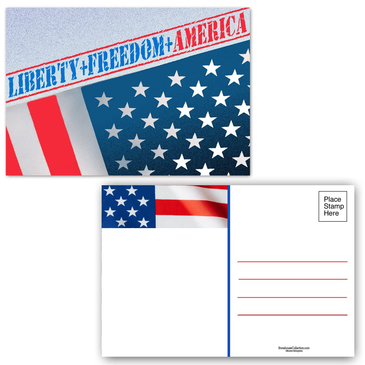 Stonehouse Collection | Patriotic Flag Postcards | 40 Pack All Occasion Postcards | American Flag Patriotic Postcards (Liberty & Freedom)