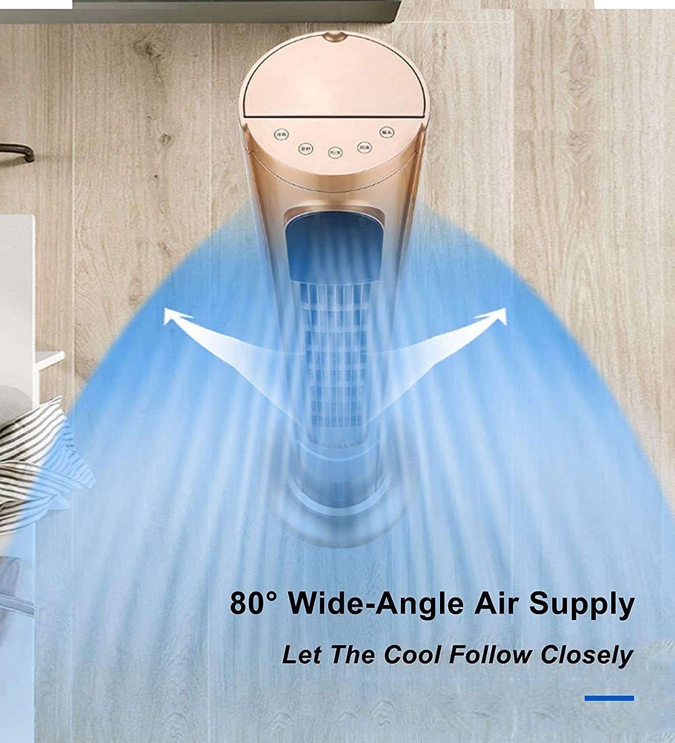 47" Double Refrigeration Humidification Purification Floor Fan Bladeless Standing Cooling Fan Air Circulator with Remote Control for Office/Home/Bedroom