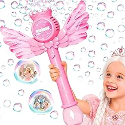 Seifenblasenstab, Elektronische Seifenblasenmaschine, Elektrisch Seifenblasenspielzeug mit Seifenblasenlösung/Akku, Bubble Machine Maker 10000+ Blasen Geschenk/Geburtstag/Party/Hochzeit