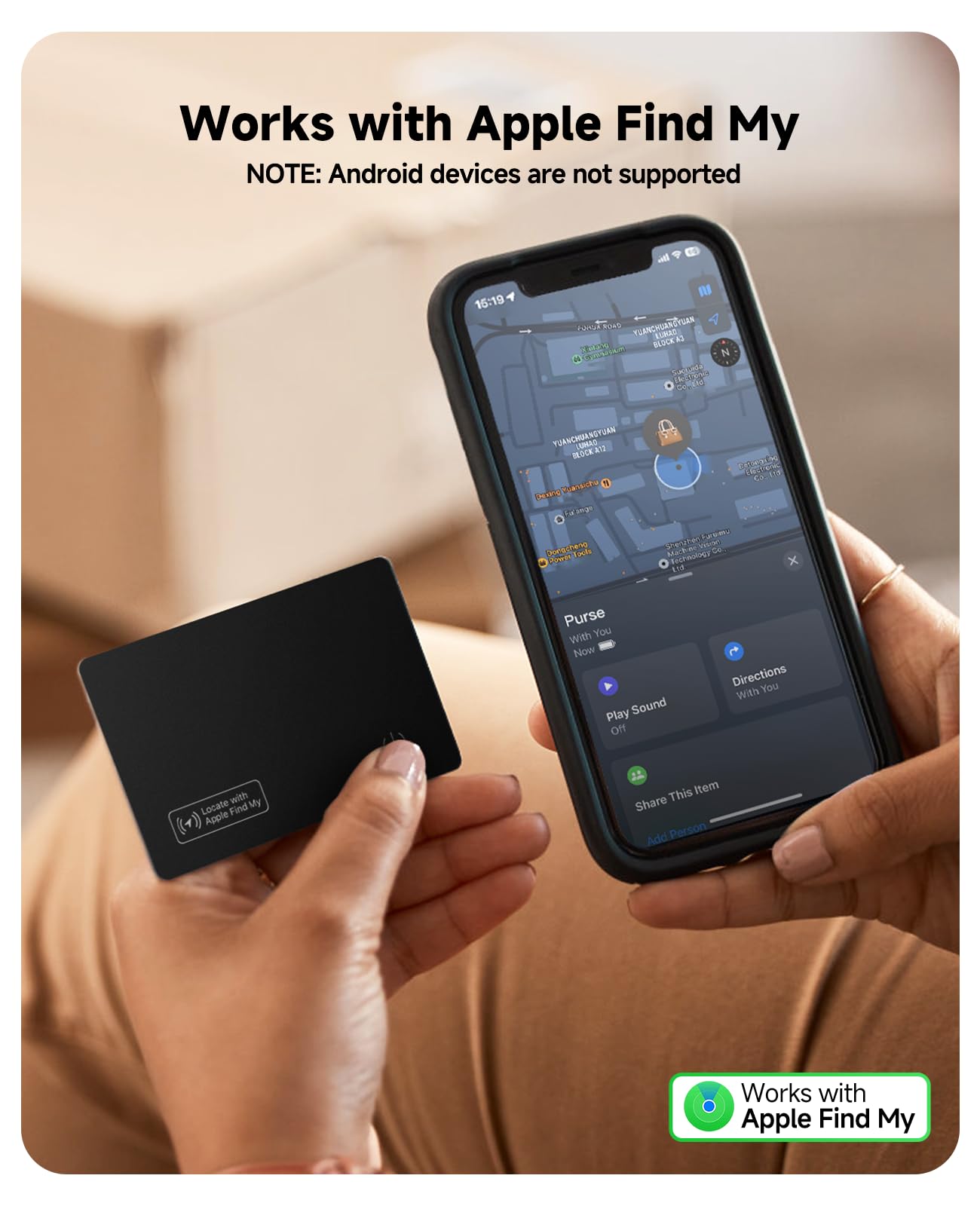 JTD Airtag Card Wallet Tracker,Trova Portafoglio Ricaricabile, IP67 Impermeabile, Compatibile con Apple Dov'è (Solo iOS), Localizzatore di Oggetti per Etichette Bagagli (1)