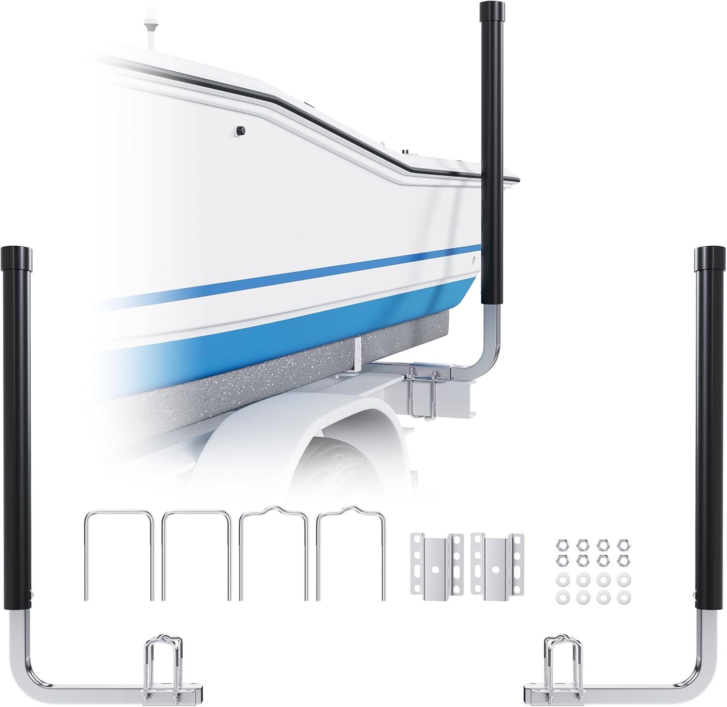 KUAFU 40-60In Adjustable Boat Trailer Guide Poles with PVC Pipes for Ski Boat Fishing Boat or Sailboat Trailer Compatible with Frames up to 3" w x 4-1/4" H