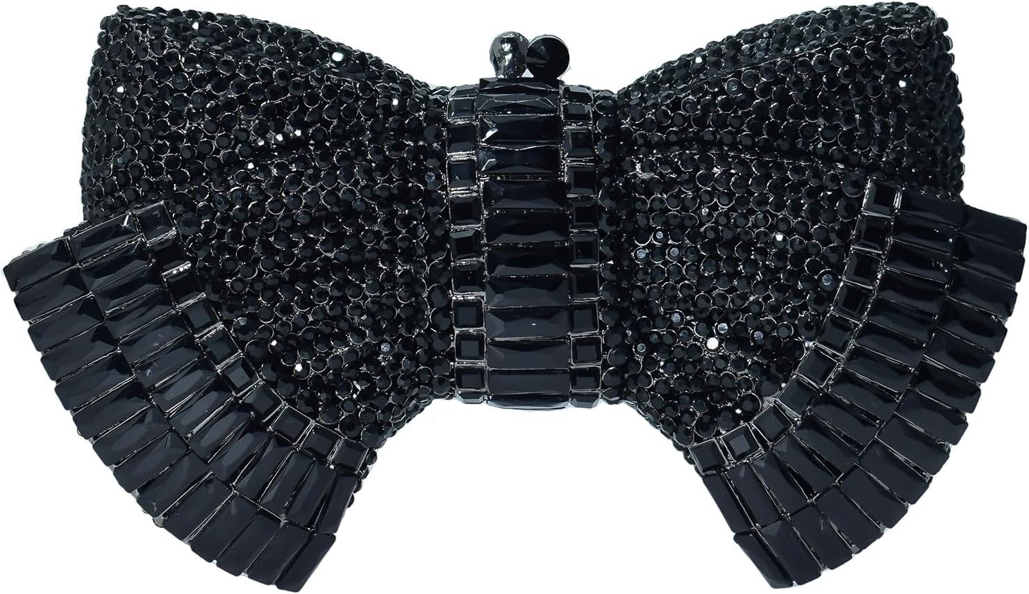 Unique Bowknot Luxury Crystal Clutch Women Glitter Rhinestone Evening Bag for Party Wedding Prom（Black）