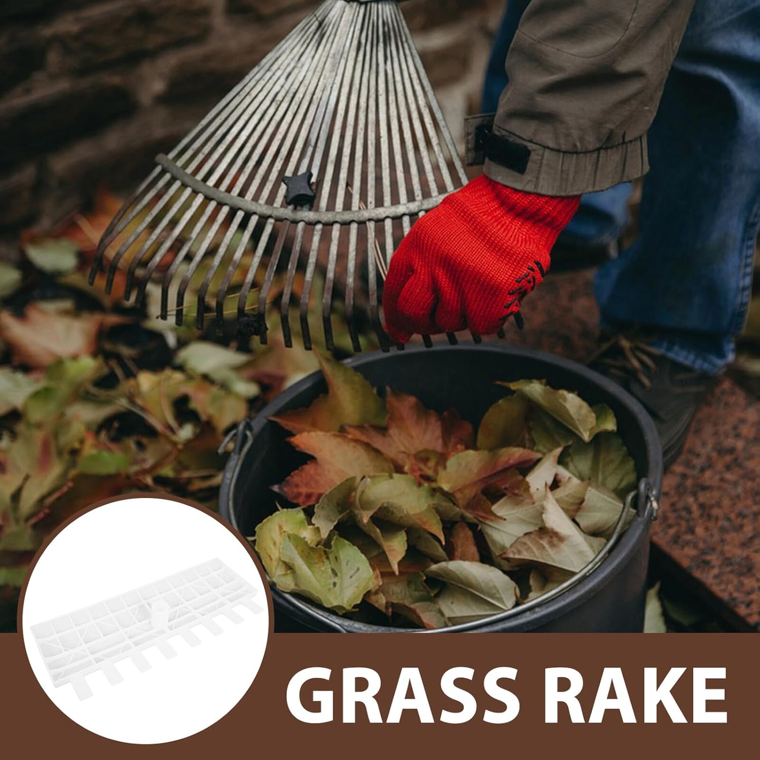 Plastic Leaf Rake Hand Tool for Gardening and Lawn Care White Multi-use Leaf Collector Grass Rake Small for Yard and Garden Cleanup