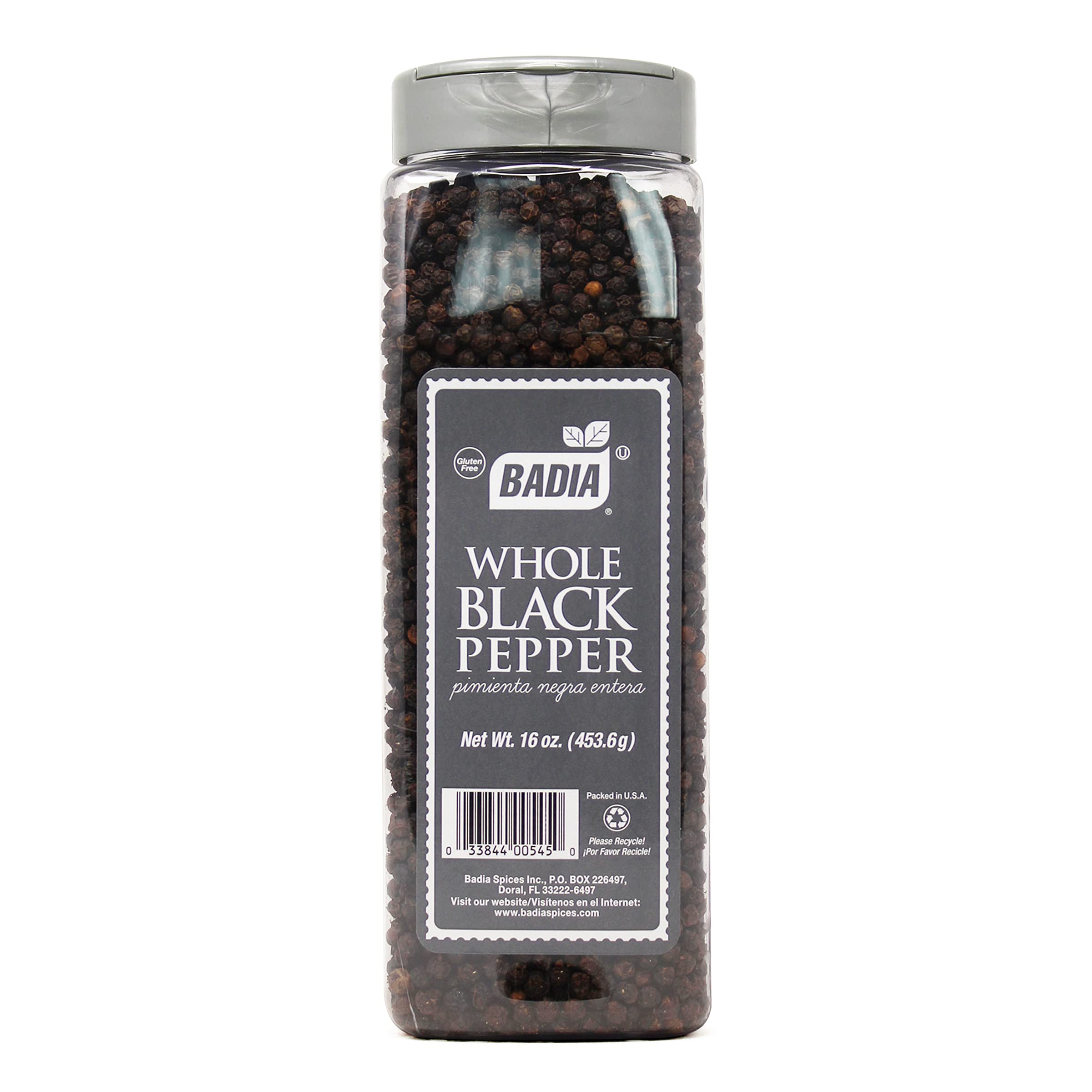 Badia Spices inc Spice Black Pepper, Whole, 16-Ounce (Pack of 3)