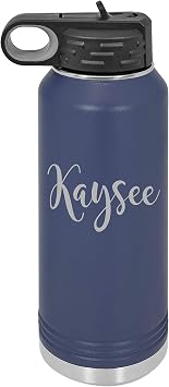 Madi Kay Designs Navy Blue Insulated Stainless-Steel Water Bottle, Personalized Water Bottle 32 Ounces Pick your Color