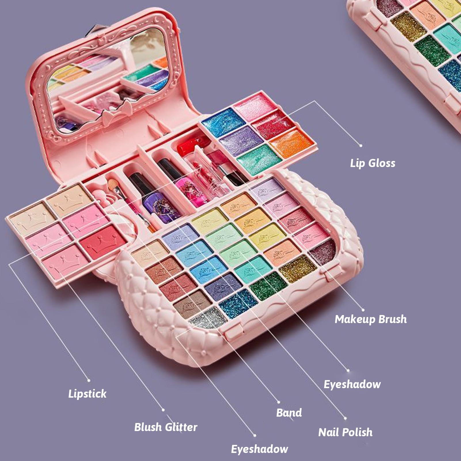 Trucchi Per Bambine set principessa lavabile sicuro atossico | Set Cosmetico Giocattolo Vero Lavabile Per Bambini Di Ruolo Travestimento Festa Salone Di Bellezza Cosmetico Glitter