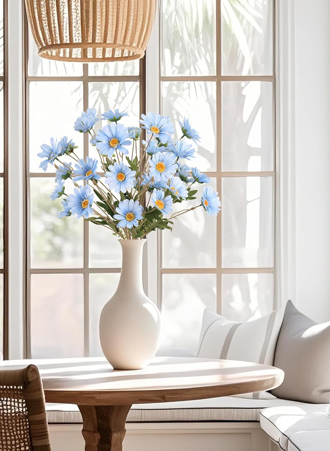 Light Blue 6Pcs Artificial Daisy Flowers 36 Heads 29.52” Long Stem Fake Wild Flowers for Room Home Decor Bath Party Wedding Garden Tall Vase Arrangement(Light Blue) - Image 3