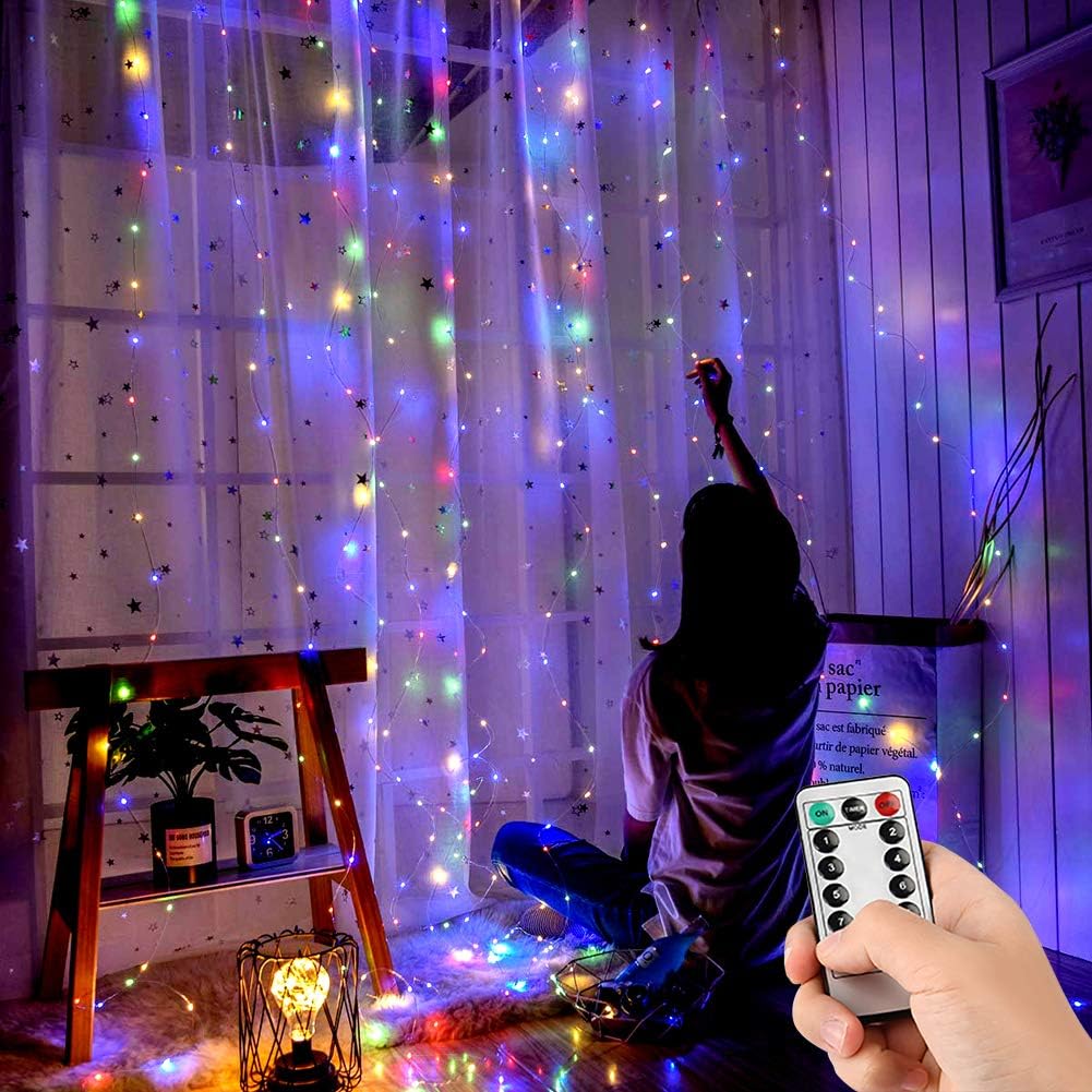 StillCool 300 LED Curtain String Lights (9.8 x 9.8 ft) 8 Modes Fairy Lights Remote Control USB Powered Waterproof Lights for Indoor Outdoor Christmas Bedroom Party Wedding Home Garden Wall Decorations