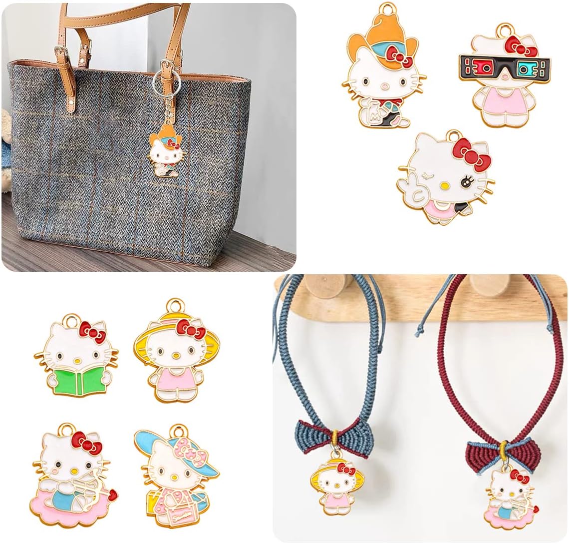 NJBIGLB21 Pieces Enamel Cat Charms for Jewelry Making 7 Styles Cute Cat Charms Earring Necklace Bracelet Pendants Crafts - Image 2