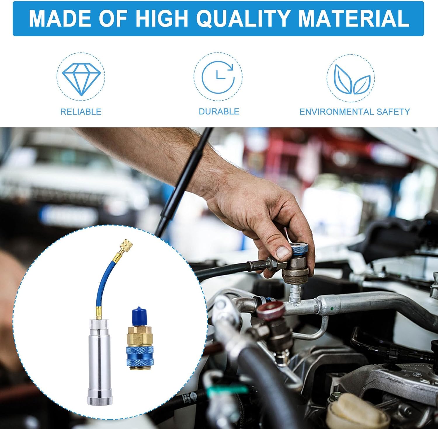 A/c Oil Injection Tool Hand-Press Dye Injector with Fluorescent Cooling System Oil Filling Tube for Automotive HVAC Repair