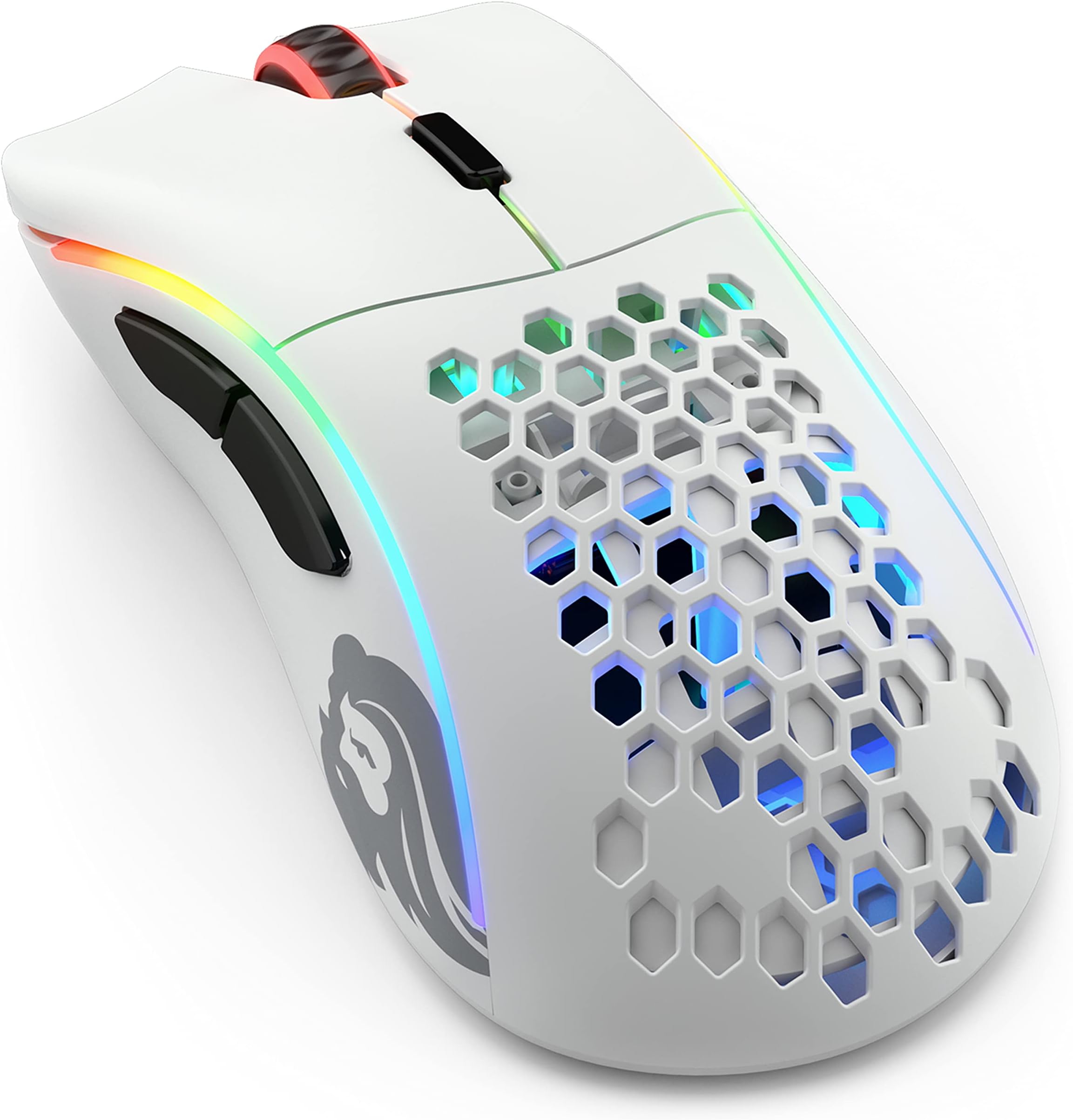 GLORIOUS Model D Wireless Gaming Mouse - 69g Superlight, Lag Free 2.4Ghz Wireless, Up to 71 Hour Battery, RGB, BAMF Sensor, Ergonomic, 6 Buttons - Matte White
