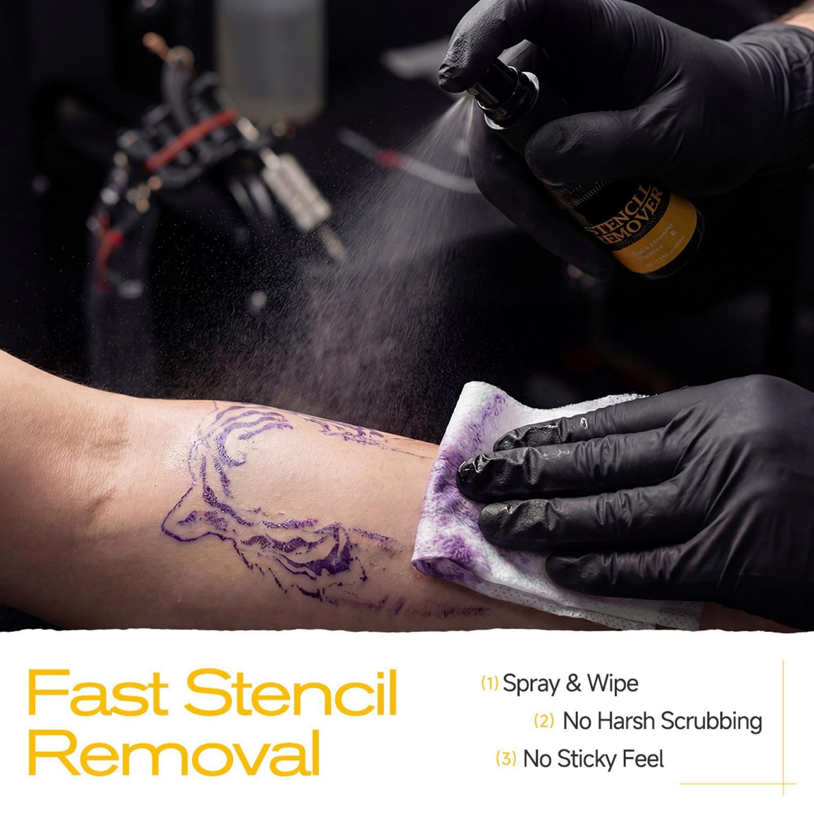 Tattort Reiniger 40 Ml Mit Sprühkopf - tattooStencil Remover, Zur Sanften Entfernung Falsch Angebrachter Stencils Auf Der Haut, Stencil Schablonen Eraser