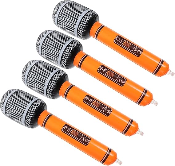 Inflatable Microphone Fake Mic Model 5pcs Blow Up Singing