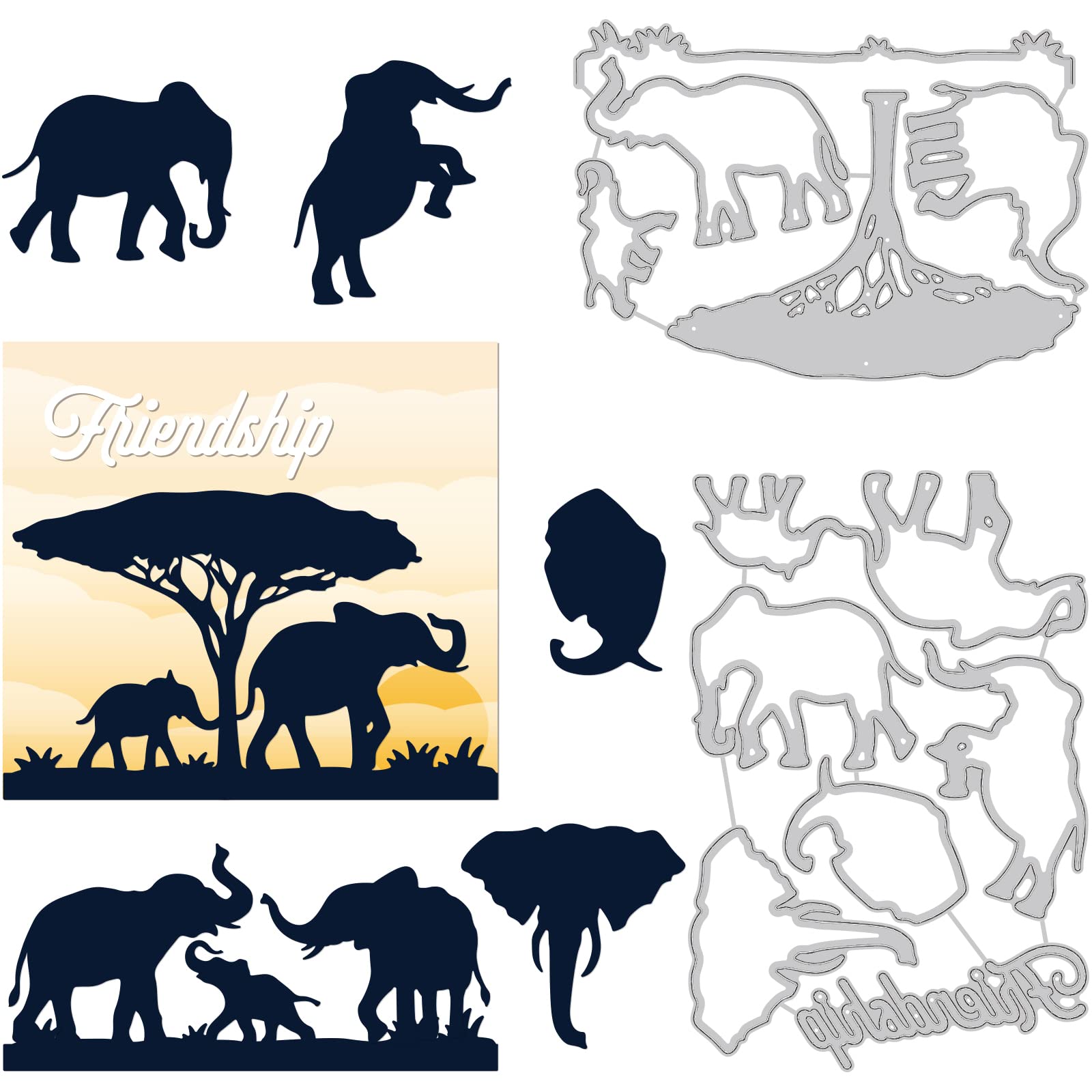 Sizzix Set Fustelle Thinlits 'Elefante' – 6 Pezzi, Per Creare Biglietti 3D, Compatibile Con Big Shot, Multicolore - 4
