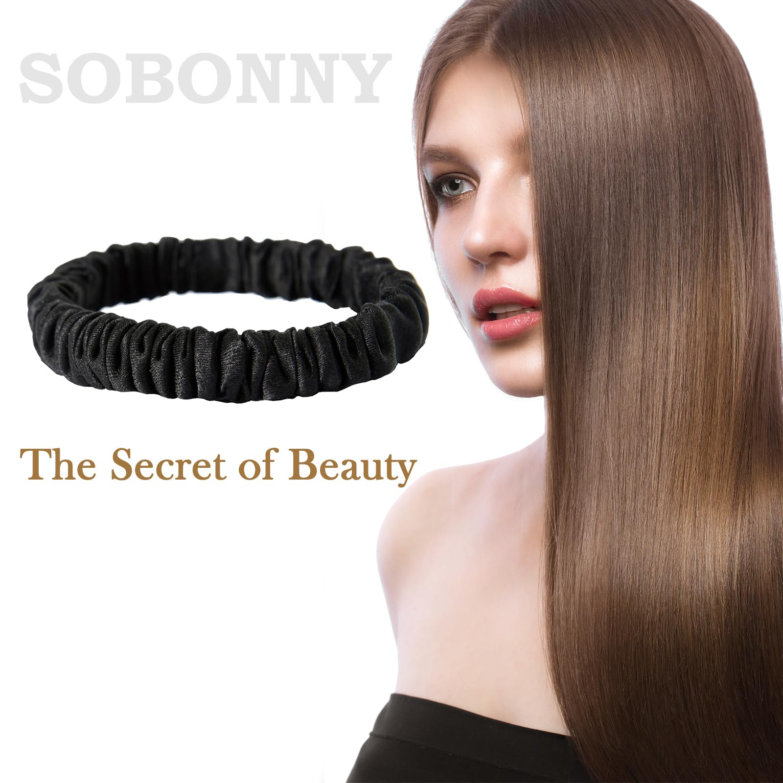 Paquete de 7 coleteros de seda de morera pura de 22 mm con banda elástica para el cabello, sin daños