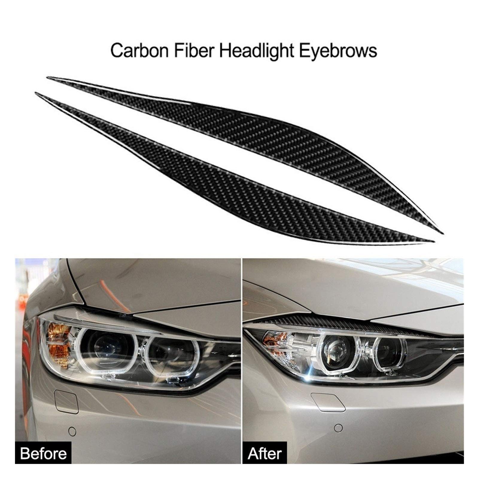 Cejas Para Faros BMW F30 3 Series (2013-2017) - Vinilo Fibra Carbono, Autoadhesivo, Protección Y Estilo, 38 Cm De Largo