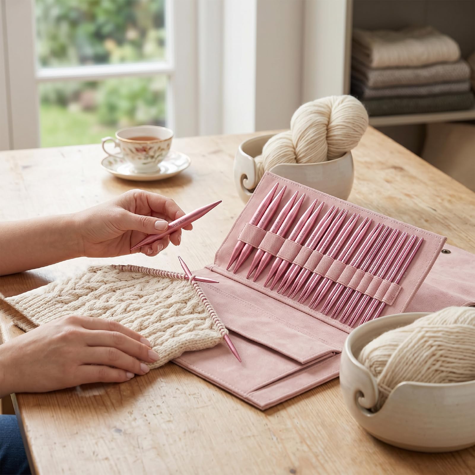 Qcwwy Interchangeable Rundstricknadeln Set, Aluminium Rundstricknadeln, für