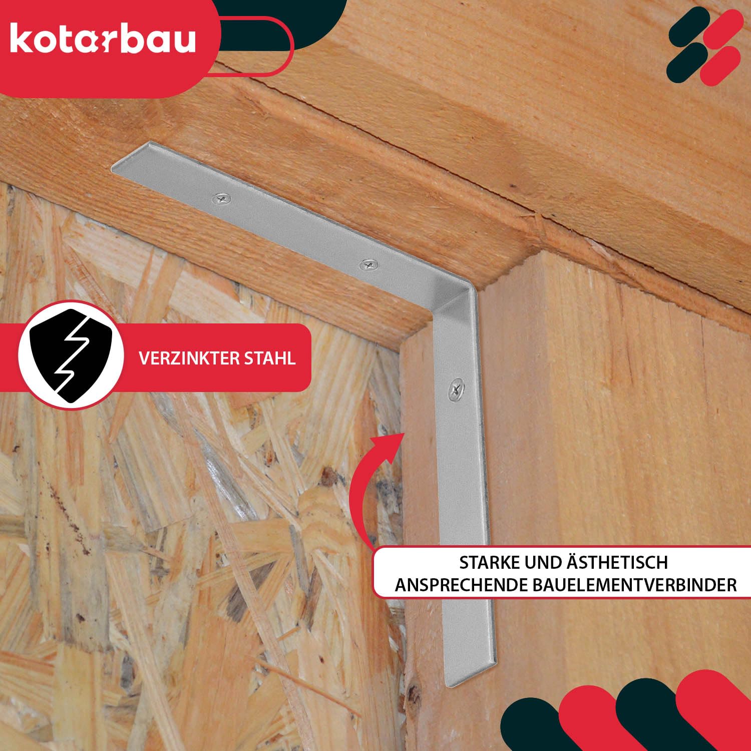 KOTARBAU® 100 szt. Kątownik Ciesielski - Łącznik Budowlany - 150 x 150 x 25 mm - Stal Ocynkowana