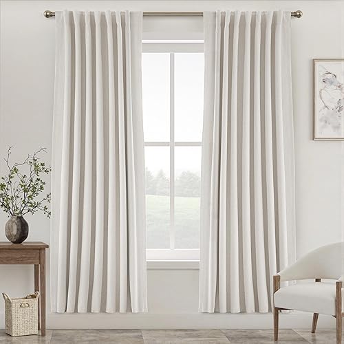 Miniatura 78 de UHITECH Cortinas Opacas de Lino Natural para Sala de Estar/Dormitorio Ventana Pequeña 54 Pulgadas de Largo Juego de 2 Paneles Cortina Opaca Pestaña