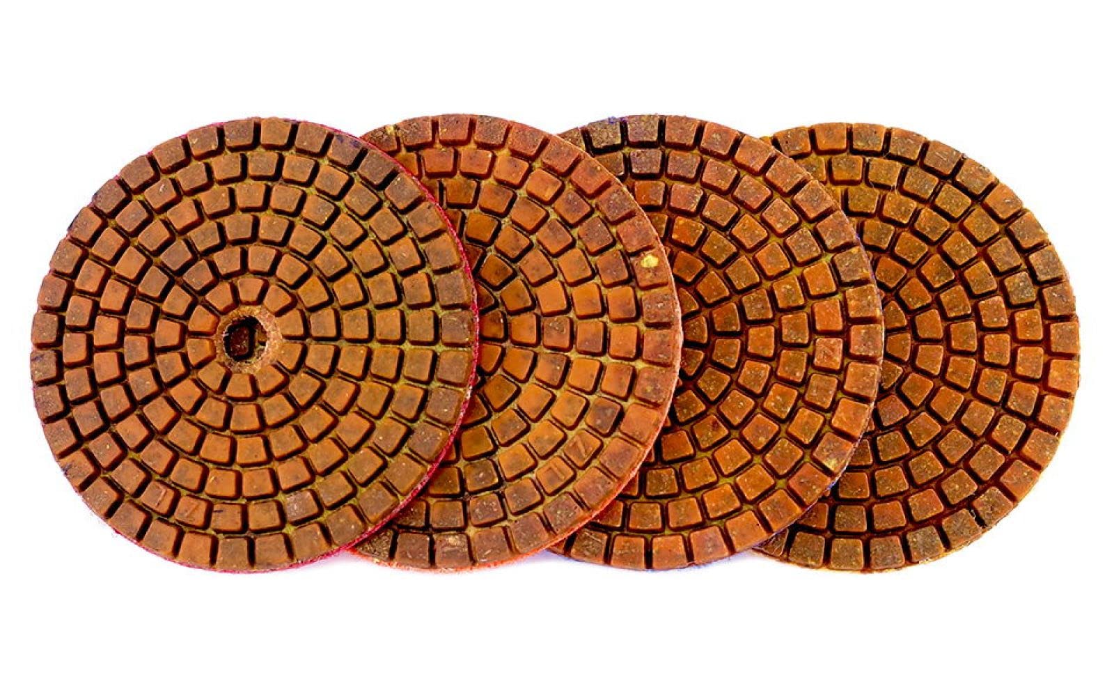 4 Unids/set Almohadillas De Pulido De Diamante De 3 Pulgadas Almohadilla De Pulido En Húmedo De Enlace De Cobre Para Disco De Molienda De Suelo De Hormigón De Mármol De Granito,400