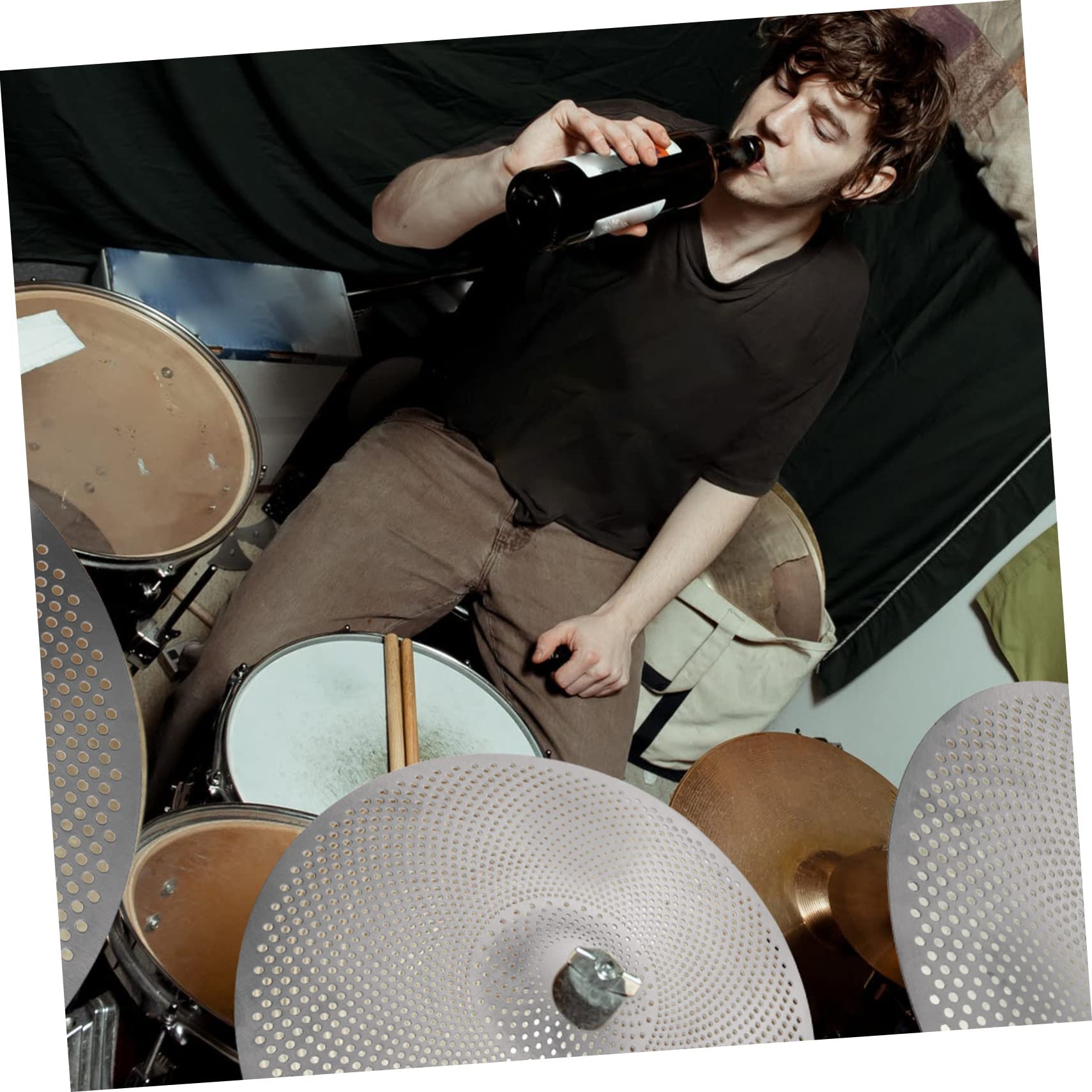 Toyvian Piatti Riduzione del Rumore in Lega Argento Accessorio Speciale per Drum Kit per Batteria da 14 Pollici per Esercitazioni Silenziose e Sostituzioni