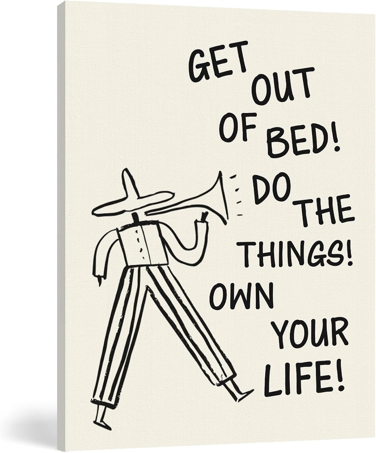 FISWAFY Motivational Wall Decor, Trendy Retro Get Out of Bed Do the Things Own Your Life Canvas Wall Art Prints, Inspirational Posters Wall Decor for Home College Dorm Apartment, 11×14 Inch Framed