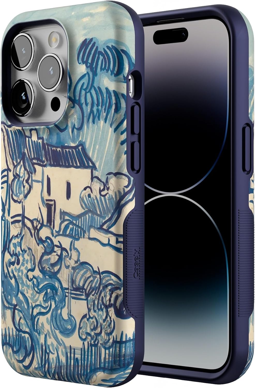Casely iPhone 14 Pro Case | Van Gogh | Landscape with Houses | Bold Protective Design | Compatible with MagSafe