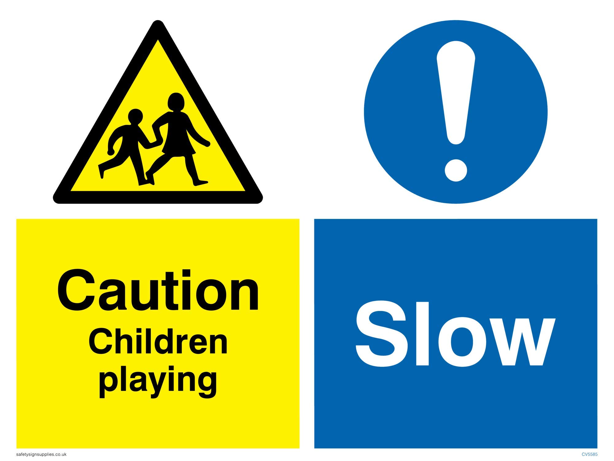 Viking Signs CV5585-A3L-V "Caution Children Playing, Slow" Sign, Vinyl/Sticker, 400 mm H x 300 mm W