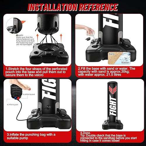 Miniatura 4 de Saco de boxeo de pie para adultos, bolsa pesada con soporte de boxeo equipo de entrenamiento con guantes de MMA y bomba, material de grosor de 0.028