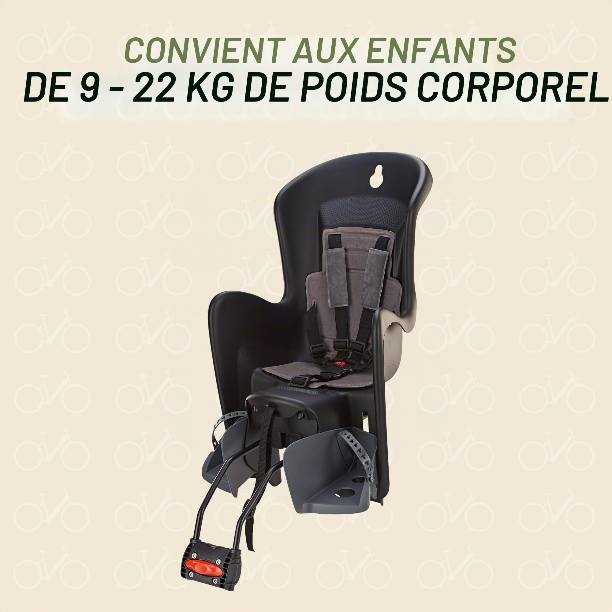 Polisport Bilby Rs Siège vélo enfant, noir, taille unique