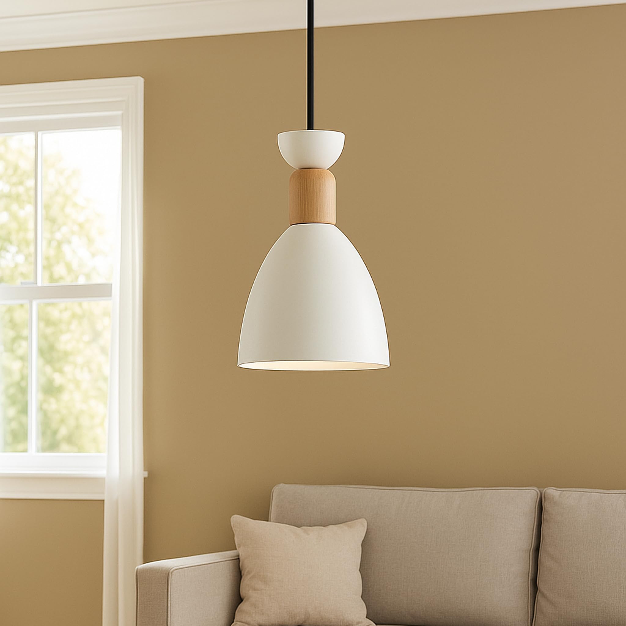 SINOMAN White Hanging Lights for Living Room/Pendant Lights for Ceiling/Hanging Lamps for Home Decoration/Decorative Hanging Lights,Metal (White, Without Bulb)-image-29