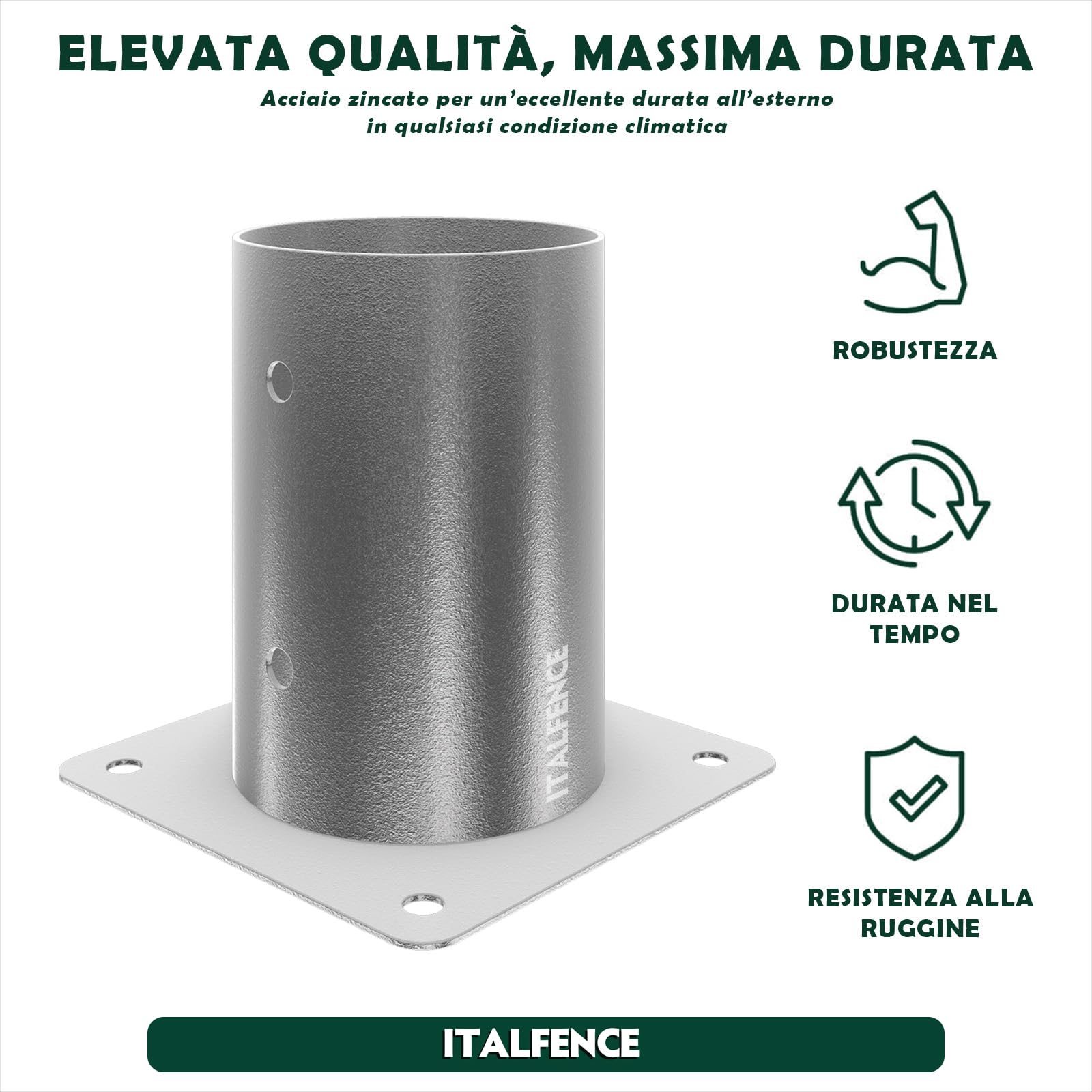 Supporto per palo in legno tondo, zincato a caldo [Ø81mm, 5 pezzi]