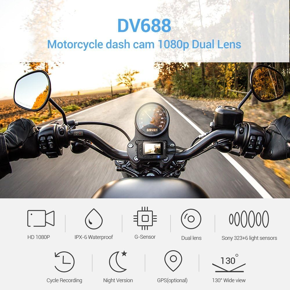 Product Deal Motorcycle Dash Camera, Blueskysea DV688 Sportbike Dashcam 1080p Front Rear Dual Lens Waterproof 130° Angle with 2.35 LCD Screen Night Vision for Motorcycle Rider Flash Deals - 80% OFF Motorcycle Dash Camera, Blueskysea DV688 Sportbike Dashcam 1080p Front Rear Dual Lens Waterproof 130° Angle with 2.35 LCD Screen Night Vision for Motorcycle Rider