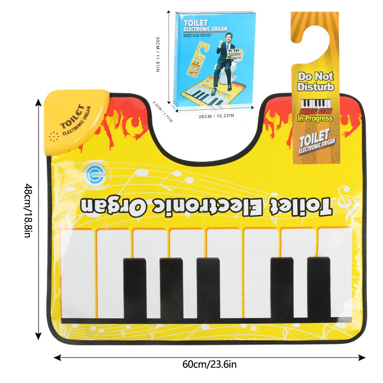 Alfombrilla de Piano para baño, Alfombrilla de Piano para Inodoro,Alfombrilla para Teclado de Piano de Suelo - Alfombra con Sonido de Piano para IR al baño, Alfombra de Piano para IR