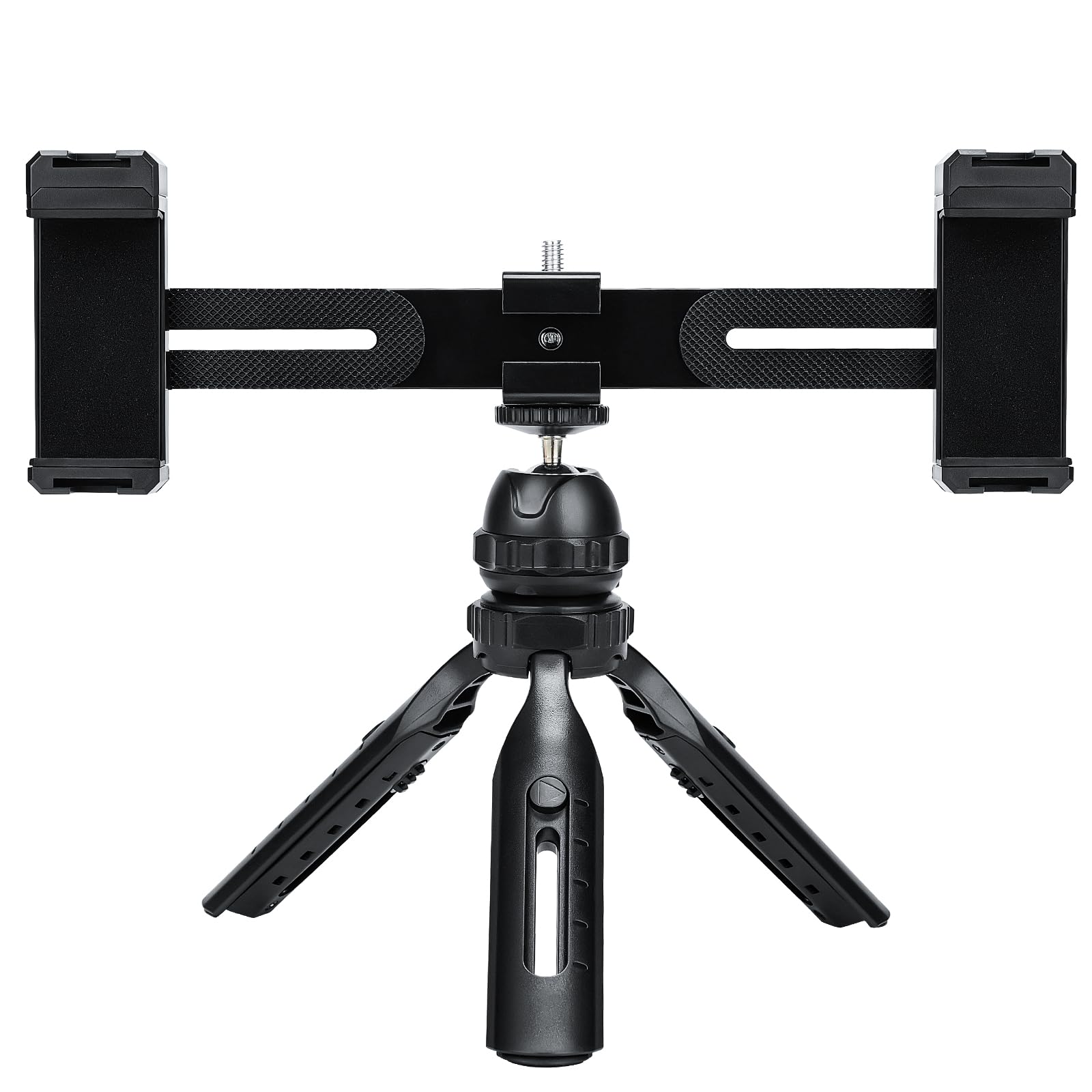 Kit video multifunzionale per smartphone, con treppiede universale da tavolo per telefono con doppio supporto per telefono e 4 supporti Cold Shoe per vlogging, streaming live, insegnamento