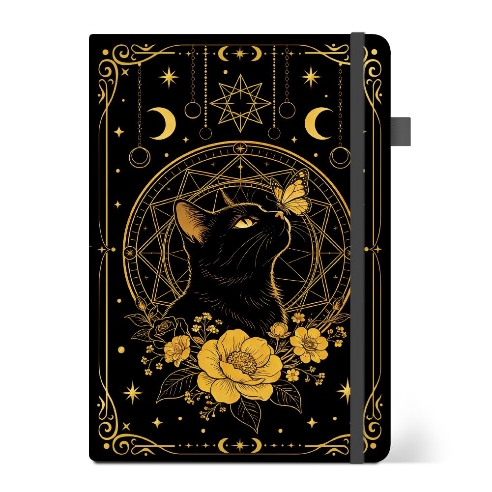 ANATTASOUL Lined Journal Notebook Cat and Peony College Ruled Notebooks with Pen Holder for Women Men, 8.26"*5.7" A5 Hardcover Leather Journals for Writing,Work,Note Taking,Diary,Gifts(320 Pages) — image 1