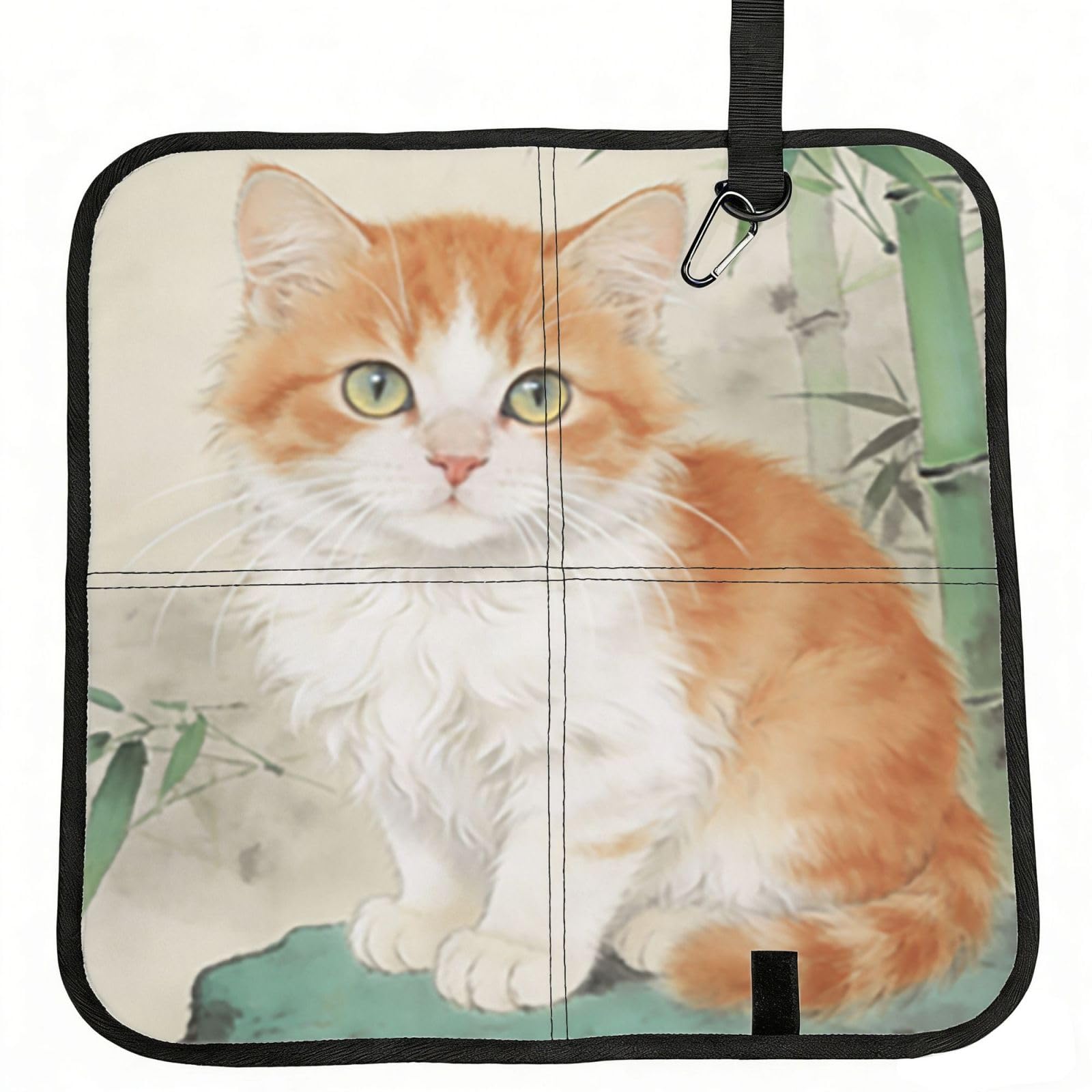 DUYIOKH Bamboo Kitten Print Foldable Portable Seat Cushion for World Cup Games, Camping and Outdoor Activities