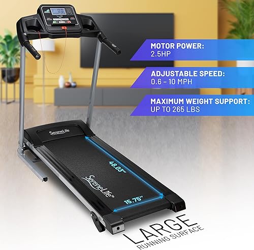 Miniatura 4 de SereneLife Máquina de correr plegable para ejercicio, equipo de ejercicio motorizado eléctrico mejorado con 36 programas preestablecidos, 3 niveles