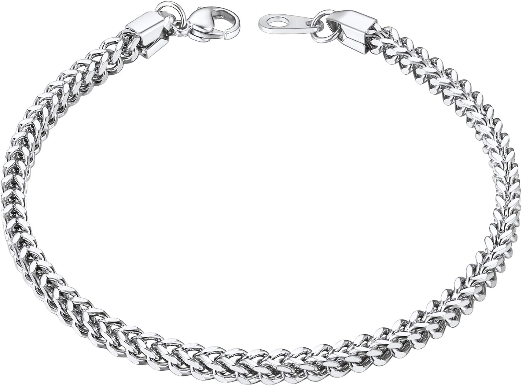 ChainsHouse Franco Curb Chain Bracelet for Men Women,18K Gold/Black Metal Plated Stainless Steel Jewelry, 3/4/6/9/12MM Width, 7.5-8.3" Length, Send Gift Box