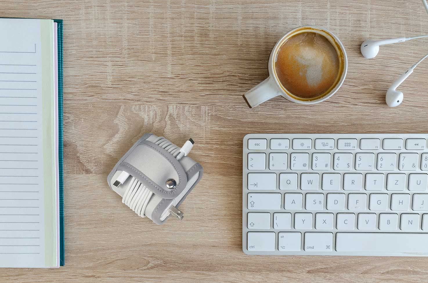 Cord Wrap for MacBook Power Adapter | Snap Away Your Macbook Charger and Cable for The Ultimate in Tidiness | Made of Super Strong Washable Neoprene | Gray | Made by G.U.S of San Francisco