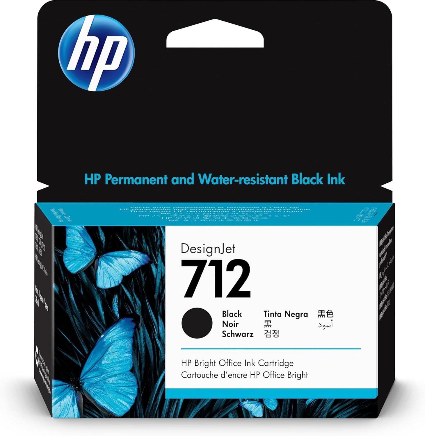 HP 712 Negro, Cartucho de Tinta Original | Compatible con las impresoras plotter de gran formato DesignJet T650, T630, T250, T230 (3ED70A)