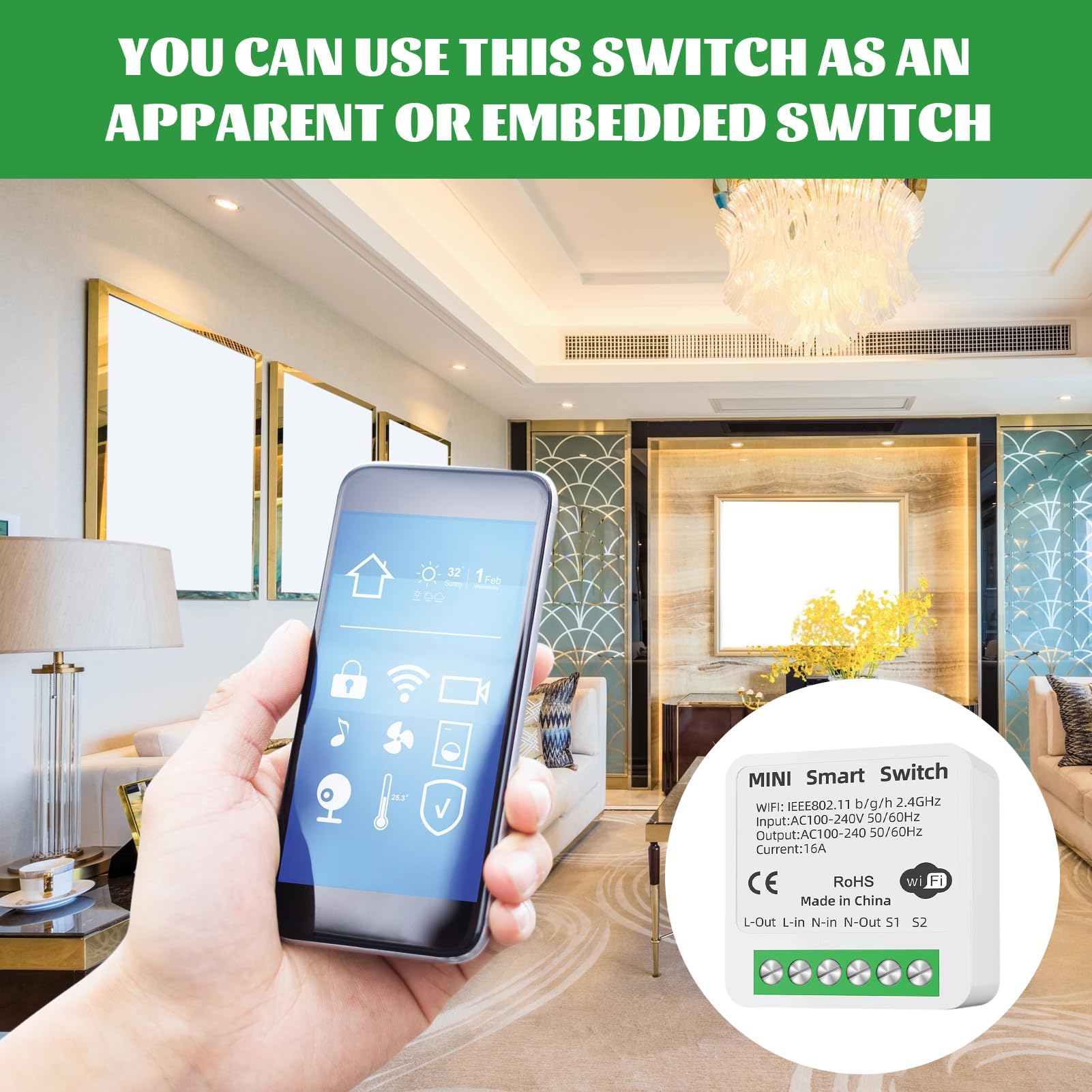 Interrupteur Connecté Wifi Intelligent Tuya Smart pour Alexa Google Home