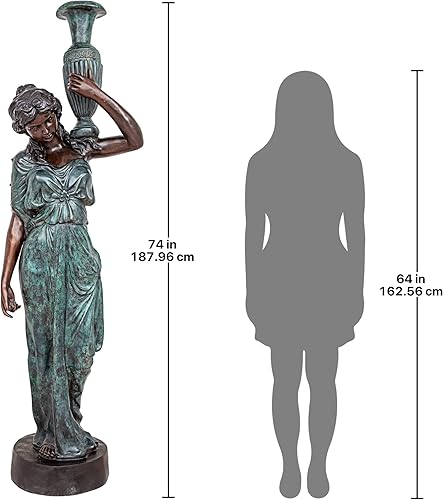 Vista 25 de Design Toscano Dione the Divine Greek Water Woman - Estatua de jardín para interiores y exteriores, grande, 38 pulgadas de alto, resina de piedra