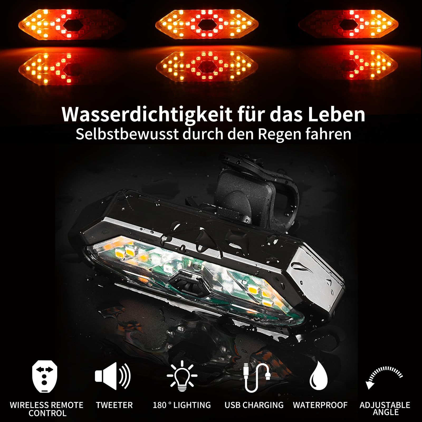 Clignotant Télécommande Scooter Clignotant Scooter FXINRUIA Avec Télécommande USB - Feu Arrière LED Étanche Pour Xiaomi Ninebot - 5 Modes Lumineux Accessoire Scooter électrique