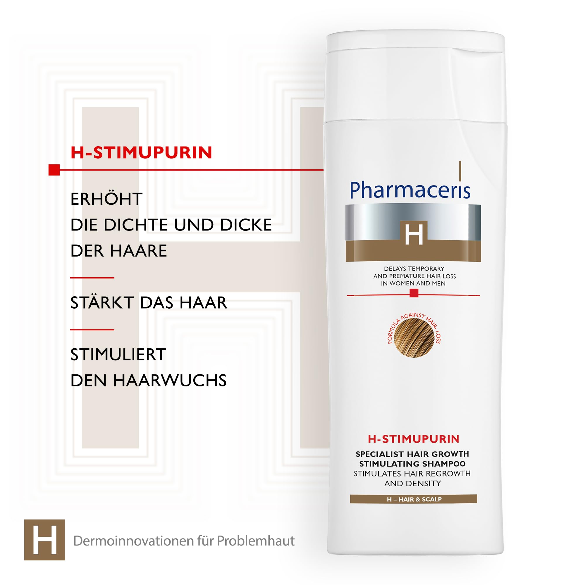 Pharmaceris H Stimupurin, Spezialist für das Haarwachstum Stimulierende Shampoo, Koffein, Behandlung gegen Haarausfall bei Frauen und Männern, Haarstärkung - 250 ml