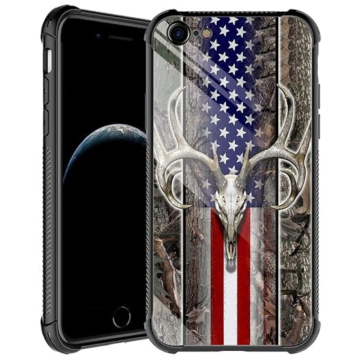 HAARBB Case Compatible with iPhone 6S Case,American Flag Camo Deer Skull Case for iPhone 6 Men Boys,Shockproof Anti-Scratch Soft TPU Case for iPhone 6/6s American Flag Camo Deer Skull